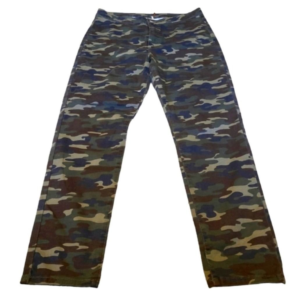 Free People Anthropologie High Rise Army Green Camo Skinny Leg Pull On J…